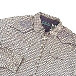 Wrangler Blues Western Pearl Snap Shirt Purple Plaid Long Sleeve Cowgirl L